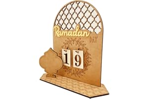 Zebrlan 2024 Ramadan Advent Calendar Wooden,Ramadan Eid Decorations for Home Table,Rustic 30 Days Countdown Calendar Eid Mubarak Ramadan Calendar DIY Islamic Gifts for Muslim Kids