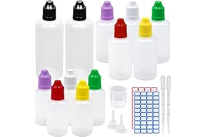 REYSHIN Flacon Compte - Gouttes 12 PièCes 100ml 50ml 30ml, Flacon en Plastique Vide Flacon Liquide Flacon Extrudé Flacon Doseur Avec Ampoule de Mesure éTiquette Pipette de Transfert