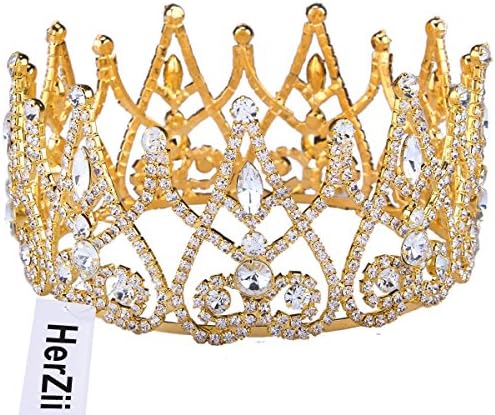 XuanYing Womens Gorgeous Pretty Rhinestone Gold Tiara Crown Headband Jewelry Hair Accessory