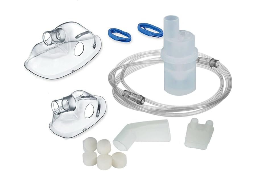 CURA FARMA CuraNeb Universal Replacement Kit for Piston Aerosol with Ampoule, Mask Adults and Children, Tube, Fork, Nozzle Compatible with Nebula Aerosol Microlife, CE Medical Device