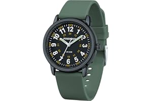 PINDOWS Analoge Quarzarmbanduhr Silikonband für Damen, Junge Damen und Studierende; leicht ablesbar, wasserfest, Unisex-Armbanduhr, leuchtendes Zifferblatt.