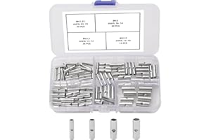 YIXISI 100 Piezas 4 Tipos Kit de Terminales de Engarce de Alambre, Terminales de Virola de Engarzado de Cables Eléctricos, Conectores a Tope Sin Aislamiento Paquete, para Cable Eléctrico