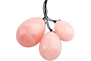 ‎MOOKAITEDECOR mookaitedecor Rosenquarz Yoni Eier Set mit 3 Größen, Kristall Yoni Ei Massage Steine für Frauen zum Trainieren von Beckenmuskeln Kegel-Übung, Große Größe