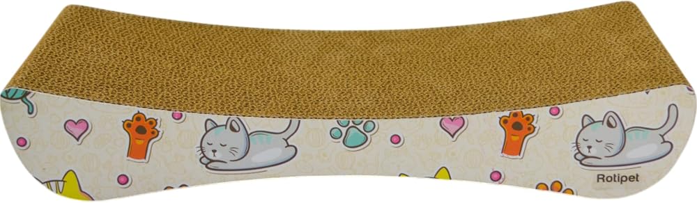 Rotipet Kedi Tırmalama Tahtası, Sevimli Kedi Desenli, XSmall Boy 43x7x21 Cm
