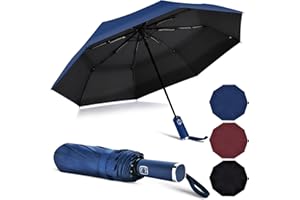 Vicloon Parasol podróżny, składany, 10 żeber, kompaktowy, odporny na wiatr, automatycznie otwierany/zamykany, solidny, wzmocniony, przenośny