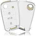 OFFCURVE Car Key Cover Car Key Case Key Fob Cover Car Key Protector 3 buttons Compatible with VW Volkswagen Golf 7 Variant Polo Tiguan Seat Leon Cupra Skoda Octavia Superb