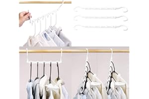 HOUSE DAY Lot de 10 Cintres Magiques Organisateur de Cintre Garde-Robe Rangement pour Vêtements Gain de Place dans Les Placard Blanc 38CM Long