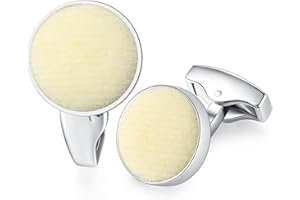 HONEY BEAR Men's Wedding Cotton Fabric Velvet Cufflinks Cuff Links Round