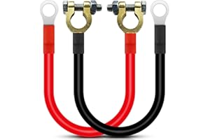 Gebildet 30cm Cable Inversor de Batería con Conectores de Terminales de Batería 12V-24V 25mm² 3 AWG (máx. 125A) Rojo y Negro Cables de Batería Automáticos para Camión, Motocicleta, Solar, RV, Marino