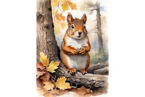 Amiiba Pre Printed Cross Stitch Kits for Adults, Squirrel Animals 11ct Stamped Embroidery Kits 15.7×19.7 inch DIY Wall Art Decor for Beginners Kids