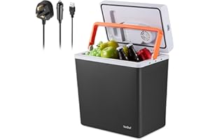 VonShef 20L Electric Cool Box, Large Insulated Cooler Box with Hot & Cold Functions & Three Power Options (3-Pin 240v Wall Plug, USB-A & 12v Car Plug), Festival & Camping Accessories