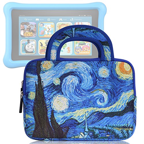 MoKo Universal 7-8 Zoll Tablet Tasche – Neoprene Handtasche Tragetasche Aktentasche Wallet Bag für iPad Mini 4 / 3 / 2 / 1, Samsung Galaxy Tab S2 8.0″, Yuntab 7″, Zenpad 8.0″, Sterne Nacht - 2