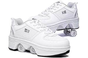 LDTXH Pattini A Rotelle Scarpe, 2 in 1 Scarpe Multiuso, con Deformazione Multifunzionale Skate Pattini A Rotelle Pattinaggio Calzature Sportive da Esterno per Adulti Unisex,38