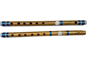 ERADIUS Beginners to Professional Indian Bamboo Flute Concert Natural Scale C 13 inches Indian Bamboo Bansuri Vansali Fipple and Transverse Set