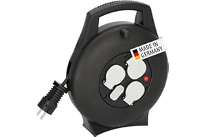 ‎BRENNENSTUHL Brennenstuhl Vario Line bęben kablowy 3-drożny z USB/mini skrzynką na kable do wewnątrz (wewnętrzny bęben kablowy z funkcją ładowania USB i kablem 10 m, wyprodukowano w Niemczech), czarny