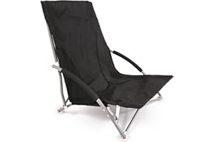 Nalu Low Folding Beach Chair Lightweight Portable Folding Outdoor Seat for Gardens and Festivals - Black