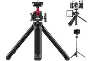 HAFOKO MT16 Mini Trépied Caméra Petit Extensible Perche à Selfie Smartphone Trépied Bureau de Voyage Portable avec Chaussure Froide Compatibilité pour Téléphone Webcam Youtube Vlog (Support Max 2kg)