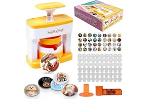 Lotvic Badge Making Kit for Kids, 55mm Badge Making Machine with 48 Pcs Button Parts, Cute Stickers, Circle Cutter, Kids Button Maker Machine, Fun DIY Badge Maker for Kids Birthday Christmas Gifts