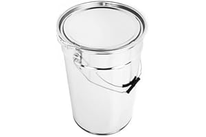 BenBow Tinplate Bucket 5.5 gal (25 L) with lid and clamping ring - airtight, opaque, empty, round - storage container with metal handle