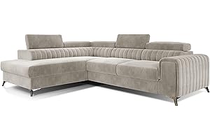 ‎ALL4ALL All4All Ecksofa Carola mit Schlaffunktion Polstersofa Polsterecke L-Form Couch Sofa Möbel Wohnlandschaft Eckcouch Links Rechts 23 (Paros02, Links)