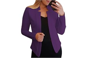 FunAloe Blazers for Women UK Ladies Open Front Cardigan Long Sleeve Coat Outwear Solid Color Turn Down Collar Jacket Casual Work Office Business Lightweight Blazer Jacket Ruched Sleeve Workwear