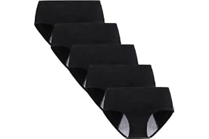 Yintry Tonårstjejer, menstrosor, andningsbara bomulls underkläder, läckagefria skyddande trosor, 5-pack