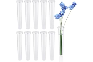 Fyihoxi 10 Stück Blumen Wasserröhrchen Reagenzgläser für Blumen Floral Water Tubes Orchideenröhrchen Blumenröhrchen Blumen Wasserröhrchen mit Kappen für Blumenarrangements,Dekoration,11x2.2 cm