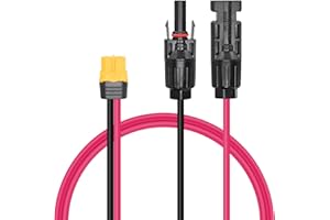 RIIEYOCA Złącze solarne do adaptera XT60, kabel 12 AWG XT60 złącze żeńskie podłącz panel słoneczny do przenośnej elektrowni i generatora słonecznego, 60 cm