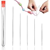 HZYIQ 5 Pieces Beading Needles, Stainless Steel Big Eye Beads Needles, Long Pearl Needles, Fine Needles for Jewellery Making