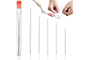 HZYIQ 5 Pezzi Aghi per Perline, Grandi Occhi Aghi per Infilare Perline Piccole, Aghi Perline per Collane e Bigiotteria Fai Da Te, per Artigianato e Creazione di Gioielli, 5 Misure con Bottiglia