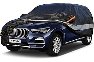 Holthly Autoabdeckung SUV 100% Wasserdicht, Auto Abdeckplane für SUV Vollgarage Regen Sonne Staub UV Schutz. Autoplane Passend für BMW X5, Audi Q7, Volvo XC90, Porsche Cayenne. Schwarz C12