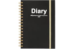 YAFE Diary 2024 Week to View A5, Academic Diary 2024 Page a Day, A5 Daily Planner from 2024 January to December A5 Week to View Diary with Elastic Strap, Back Pocket, 176Pages（Black）
