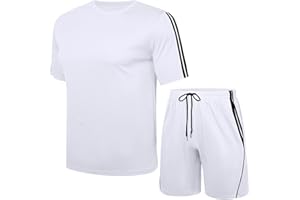 Nieery Men's Tracksuit Men's T-Shirt and Shorts Set Sports Mesh Tracksuit Outfits Short Sleeve Suit Set Casual Running Sport Sweat Activewear with Pockets