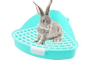 DAELESR Bac à litière d'angle pour lapin, petit bac à litière pour cage, petit animal, triangulaire, bac à litière pour cochon d'Inde, furet, hamster, chinchilla, écureuil (bleu)