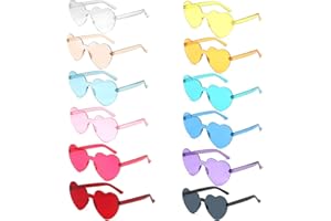 FISHSHOP Occhiali da Festa a Forma di Cuore,12 Pcs Occhiali da Amore Occhiali da Sole Senza Montatura Trasparenti,Per Feste di Compleanno, Carnevale Accessori per Adulti Bambini (12 Colori)
