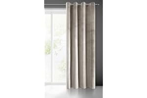 Eurofirany PIERRE Aksamitna zasłona na przelotkach, jednokolorowa, 200 g/m², aksamitna zasłona do salonu, sypialni, 140 x 250 cm, beżowa