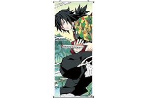 CosplayStudio Kimetsu no Yaiba Tableau à rouler | Kakemono en tissu | 100 x 40 cm | Motif : Giyu Tomioka