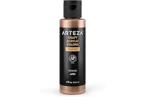 ARTEZA Craft Acrylic Paint, A703 Bronze, 118 ml Bottle, Water-Based, Blendable, Outdoor Craft Paint for Art & DIY Projects on Glass, Wood, Ceramics, Fabrics, Paper & Canvas