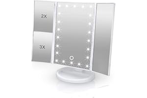 INTIRILIFE Specchio per Il Trucco con LED - Specchio per Il Trucco Illuminato Bianca