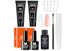 Lofuanna Poly Gel Nail Kit-2 Colors Gel Estensione Unghie Kit,15ML Clear Nude Colors Ricostruzione Unghie Gel con Soluzione Slip,All-in-one Nail Gel Kit Nail Art Design for Beginner