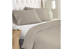 Pizuna Funda Nordica Cama 180- Juego de Funda Edredon 270x250 con 2 Funda Almohada Cilindrica, 400 Hilos Tejido Satinado de Lujo 100% algodón de Fibra Larga de (Simplemente Topo)