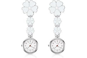 WEEWOODAY 2 Stück Krankenschwester Taschenuhr Damen Blumen Tasche Taschenuhr Personalisiert Ansteckuhr Clip On Brosche Schwesternuhr Hängende Taschenuhr für Arzt Sanitäter