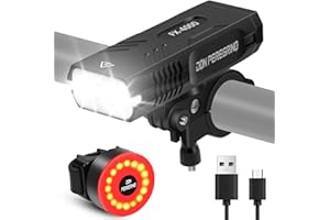 DON PEREGRINO Luces Bicicleta Delanteras y Traseras Recargables – Luz Bicicleta Delantera 4000 Lumen + Luz Bicicleta Trasera 80 Lumen, IP65 Impermeable, Múltiples Modos, Montaje de Liberación Rápida, DONPEREGRINO S