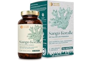 ‎NATURE BASICS Nature Basics® Sango Meereskoralle Kapseln zertifiziert nachhaltig im Glas | Natürliches Calcium & Magnesium 2:1 hochdosiert in 3.300mg | 180 Kapseln | ohne Magnesiumstearat, laborgeprüft & aus DE