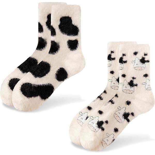 SOIMISS Damen Socken Mit Kuh-Muster – 2 Paar, Größe M (39–42) – Aus Baumwolle, Niedlich & Bequem