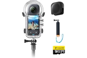 Insta360 X3 Kit Case Subacqueo Invisibile - Action Cam 360 impermeabile con sensore da 1/2'', foto 360 da 72MP, video 360 5.7K, stabilizzazione, vibrazione, editing IA, live streaming, webcam