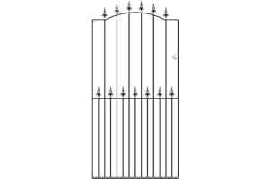 GENERIC Saxon Spear Top Tall Metal Garden Gate Galvanised Wrought Iron Pedestrian Swing Gates (914mm GAP X 1964mm High SAZP32)