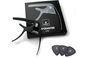MORIATY® QuickChange kapodaster do gitary + 3 kostki + szkoła gitarowa – bardzo wytrzymały Capo do gitary westernowej, akustycznej, koncertowej, elektrycznej, banjo i ukulele