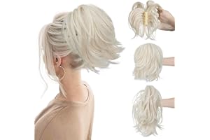 CJL HAIR Claw Clip Short Ponytail Hair Extensions Bendable Metals Messy Bun Hair piece Straight Fake Hairpieces