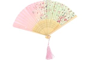 Toyvian Fan de Papier éventail Japonais Fleurs de Cerisier Pliable éventail Ventilateur Pliable en Soie pour Femmes Filles